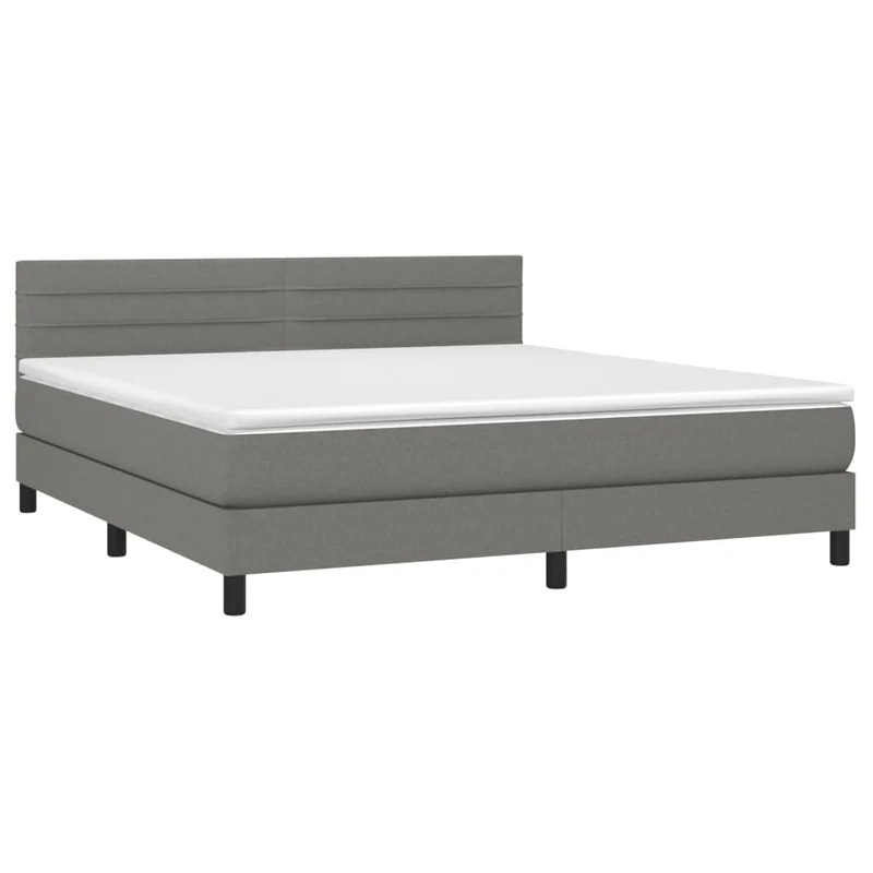 Cadre de lit LED avec sommier tête de lit matelas 160x200 cm tissu gris foncé TDL0208335