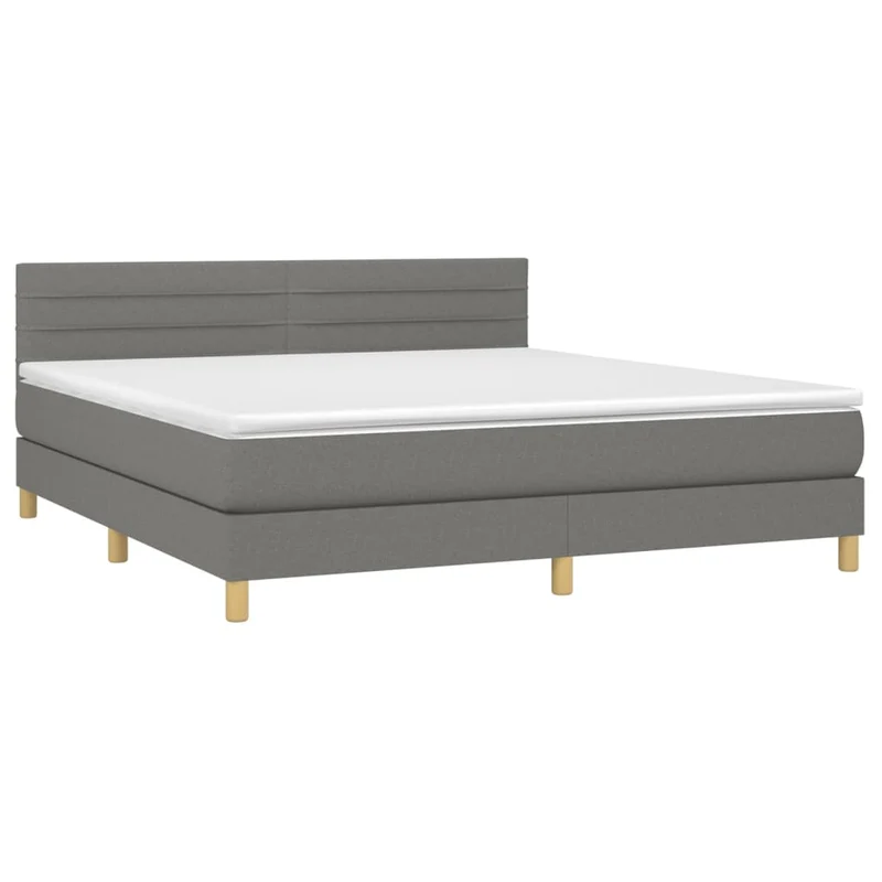 Cadre de lit LED avec sommier tête de lit matelas 160x200 cm tissu gris foncé TDL0208332
