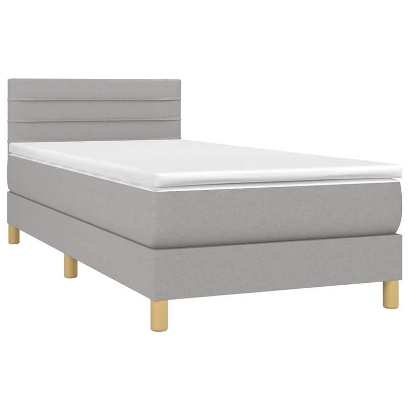 Cadre de lit LED avec sommier tête de lit matelas surmatelas 100x200 cm tissu gris clair TDL0207950