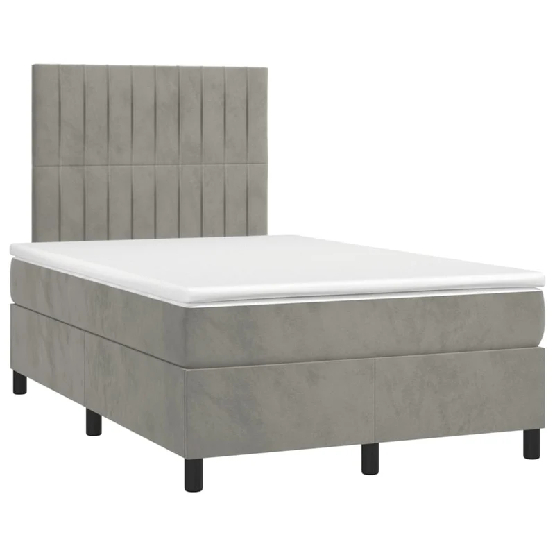 Cadre de lit LED avec sommier tête de lit matelas surmatelas 120x200 cm tissu velours gris clair TDL0207866