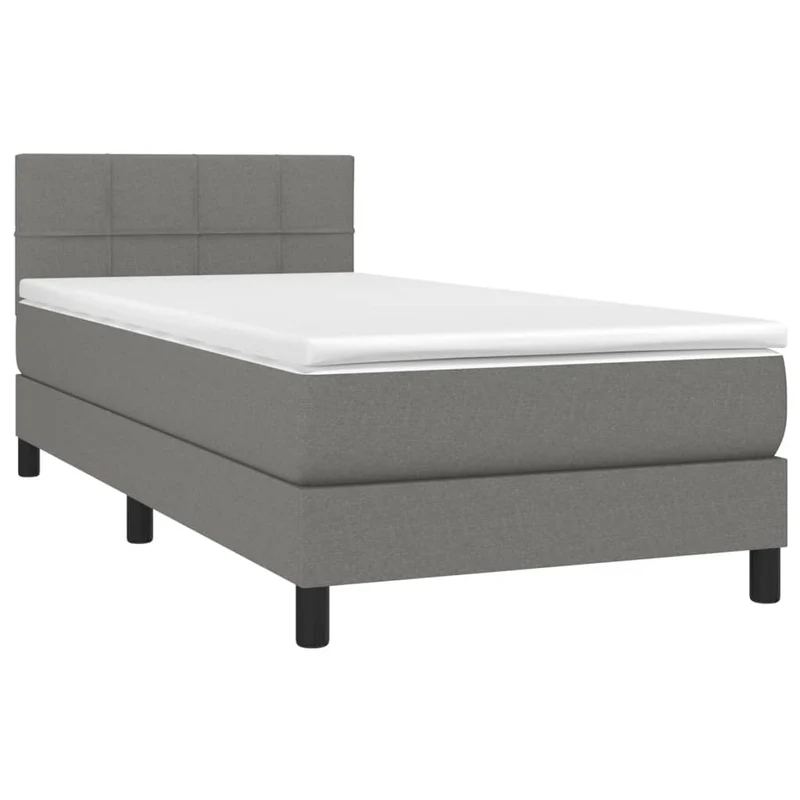 Cadre de lit LED avec sommier tête de lit matelas 100x200 cm tissu gris foncé TDL0208427