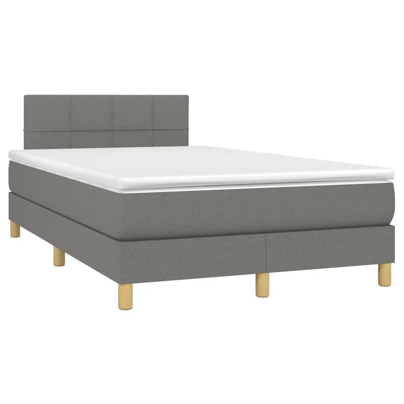 Cadre de lit LED avec sommier tête de lit matelas 120x200 cm tissu gris foncé TDL0208401