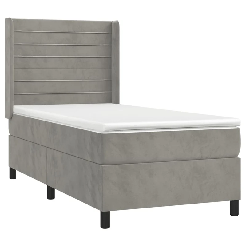 Cadre de lit LED avec sommier tête de lit matelas surmatelas 100x200 cm tissu velours gris clair TDL0207905