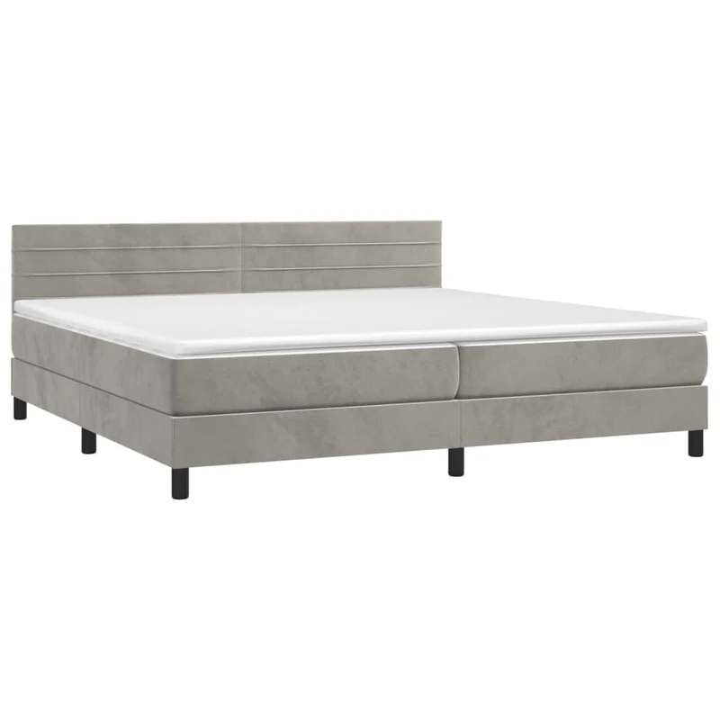 Cadre de lit LED avec sommier tête de lit matelas surmatelas 200x200 cm tissu velours gris clair TDL0207764