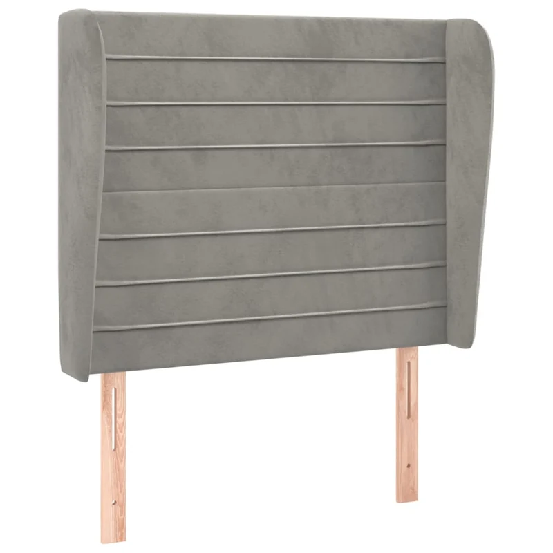 Tête de lit accessoire couchage chambre à coucher meuble avec rebord latéral 103 x 23 x 118/128 cm tissu velours gris clair TDL0205292