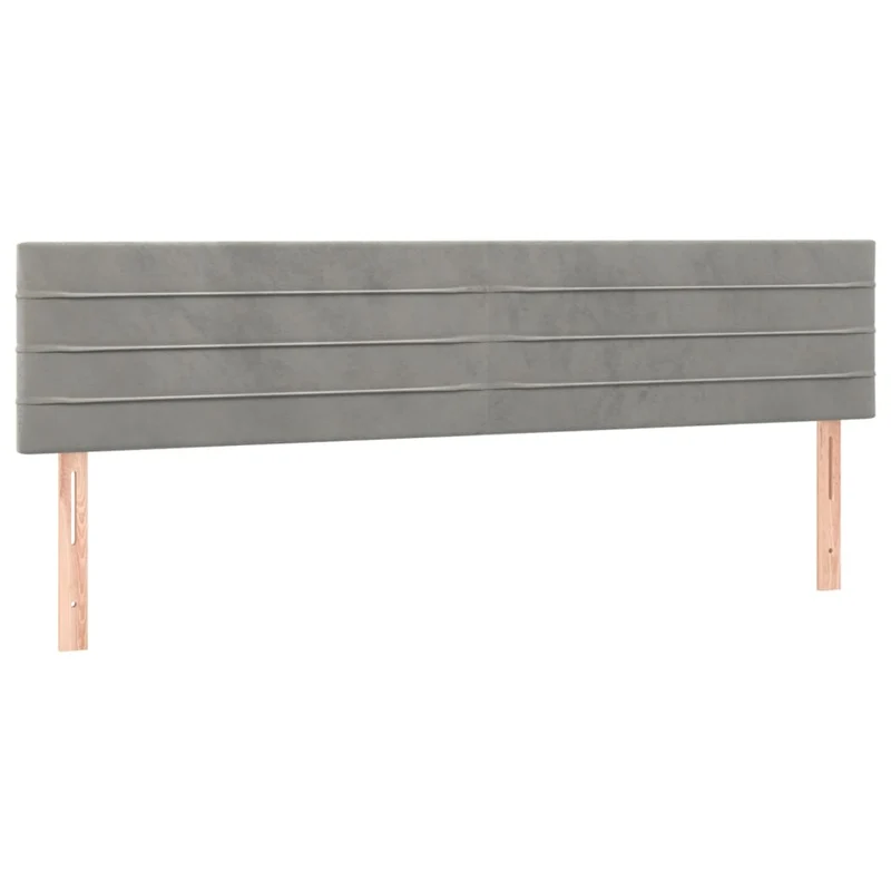 Tête de lit accessoire couchage chambre à coucher meuble à LED 200 x 5 x 78/88 cm tissu velours gris clair TDL0201314