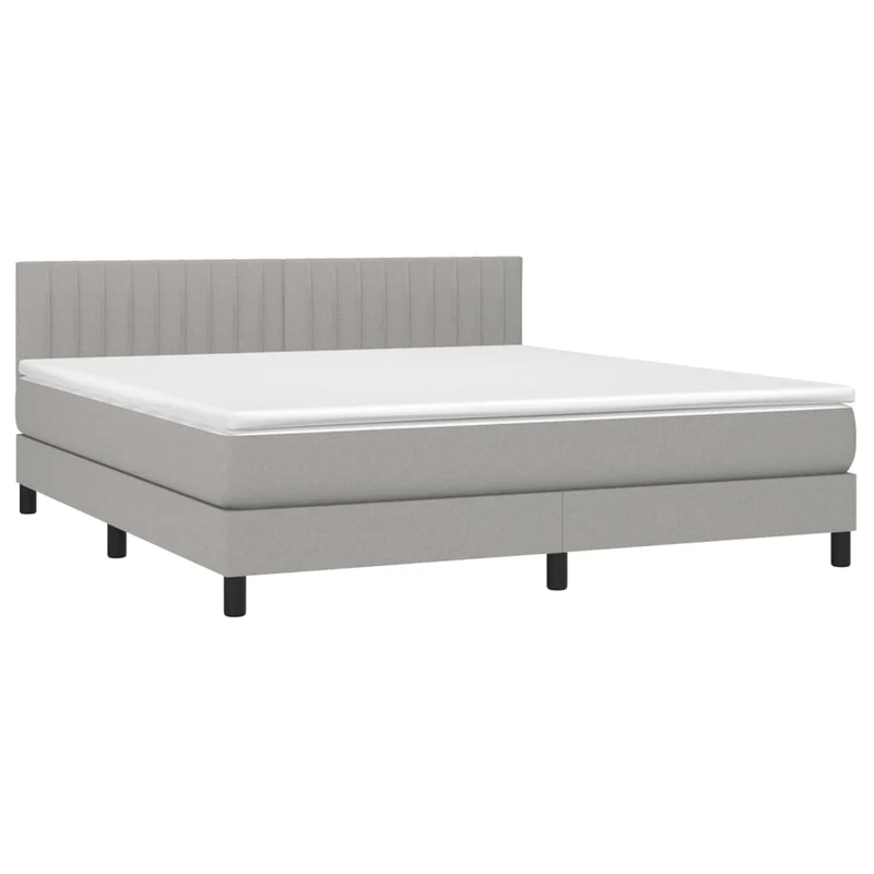 Cadre de lit LED avec sommier tête de lit matelas 180x200 cm tissu gris clair TDL0208508