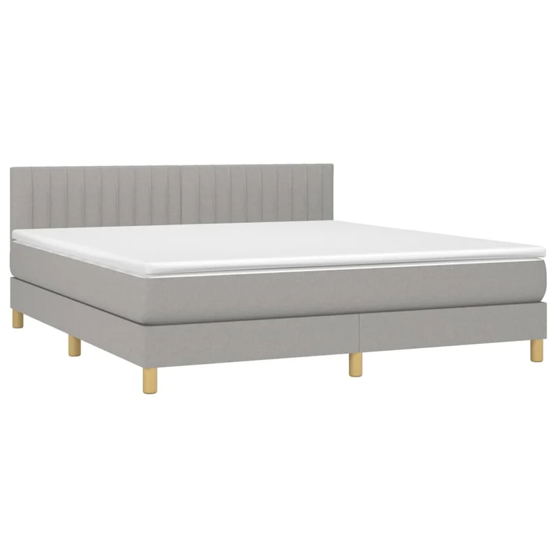Cadre de lit LED avec sommier tête de lit matelas 180x200 cm tissu gris clair TDL0208504