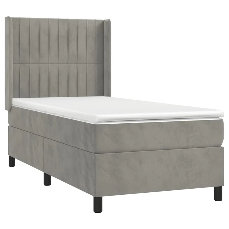 Cadre de lit LED avec sommier tête de lit matelas 80x200cm tissu velours gris clair TDL0208498