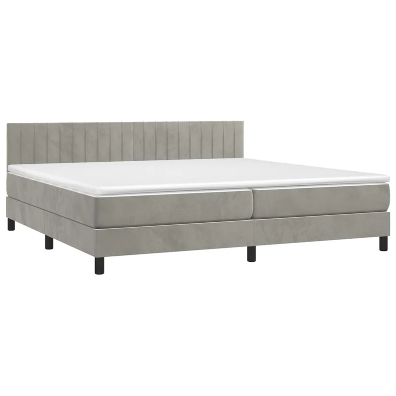 Cadre de lit LED avec sommier tête de lit matelas surmatelas 200x200 cm tissu velours gris clair TDL0207770