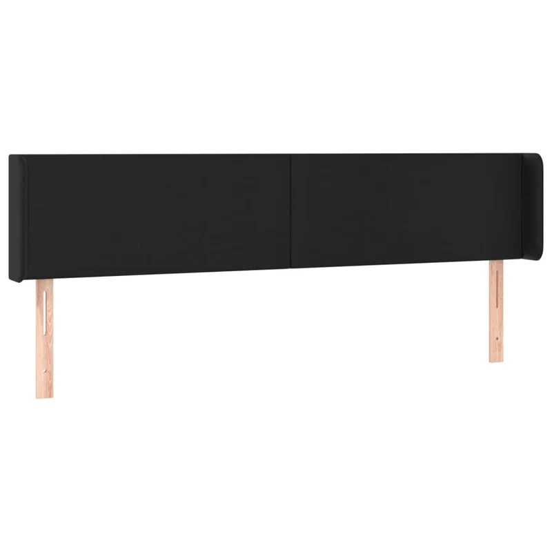 Tête de lit accessoire couchage chambre à coucher meuble avec rebord latéral 203 x 16 x 78/88 cm synthétique noir TDL0204496