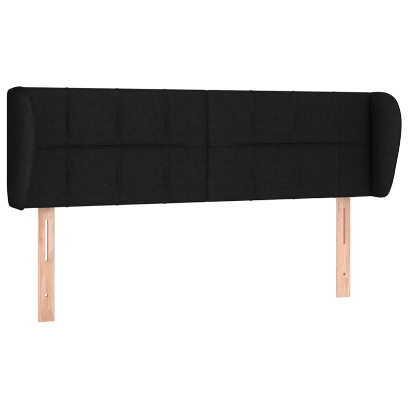 Tête de lit accessoire couchage chambre à coucher meuble avec rebord latéral 147 x 23 x 78/88 cm tissu noir TDL0204550