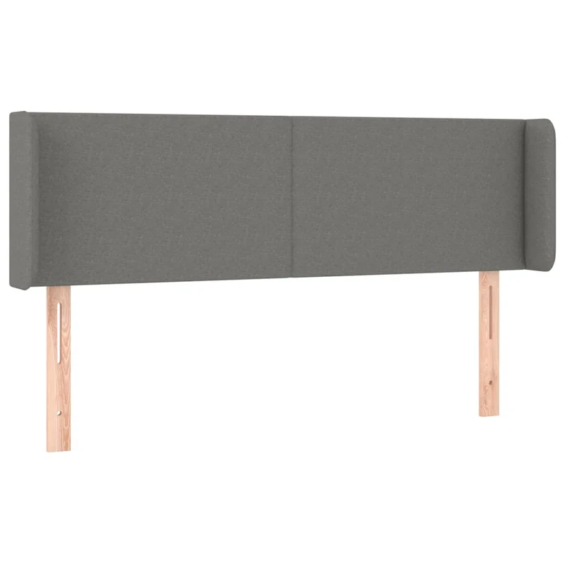 Tête de lit accessoire couchage chambre à coucher meuble avec rebord latéral 147 x 16 x 78/88 cm tissu gris foncé TDL0205016