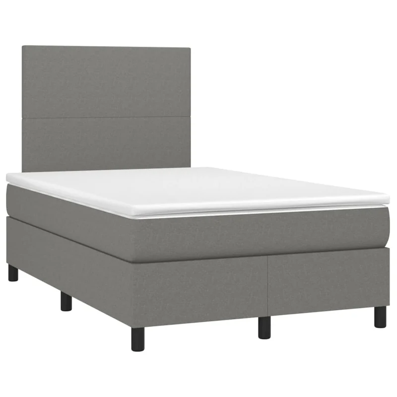 Cadre de lit LED avec sommier tête de lit matelas 120x200 cm tissu gris foncé TDL0208412