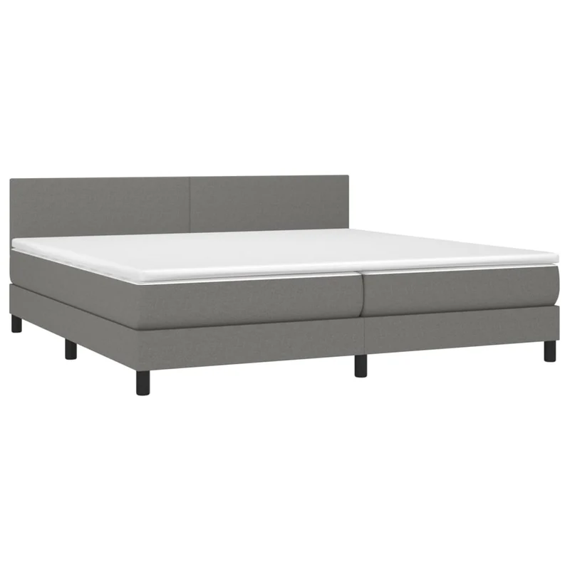 Cadre de lit LED avec sommier tête de lit matelas 200x200 cm tissu gris foncé TDL0208312