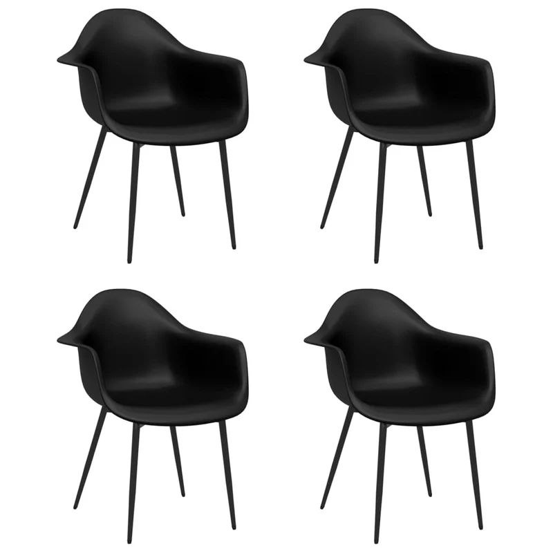 Set de 4 chaises de salle à manger dossier incurvé design contemporain pp noir DEC025640