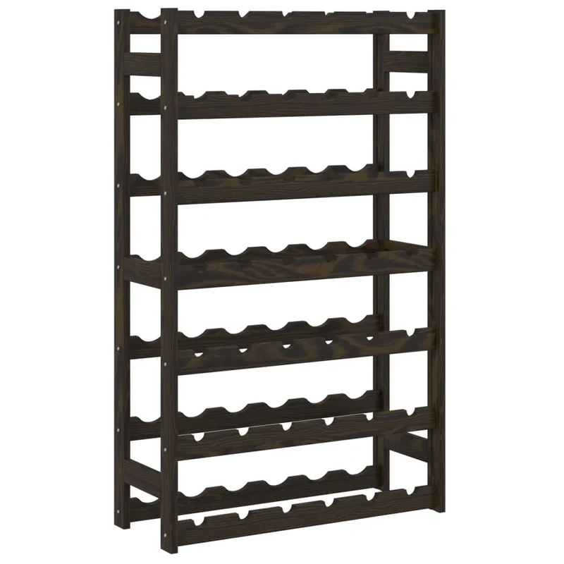 Casier range bouteilles étagère de rangement vin 7 niveaux pour 42 bouteilles en bois de pin noir DEC024325