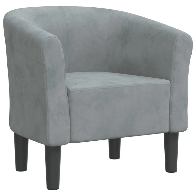 Fauteuil lounge de chambre salon assise confortable design moderne en velours gris DEC026453