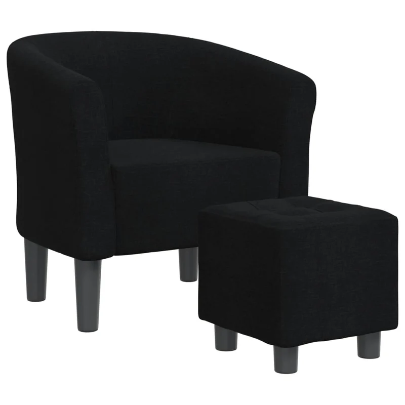 Fauteuil lounge assise confortable design moderne avec repose-pied en tissu noir DEC026430