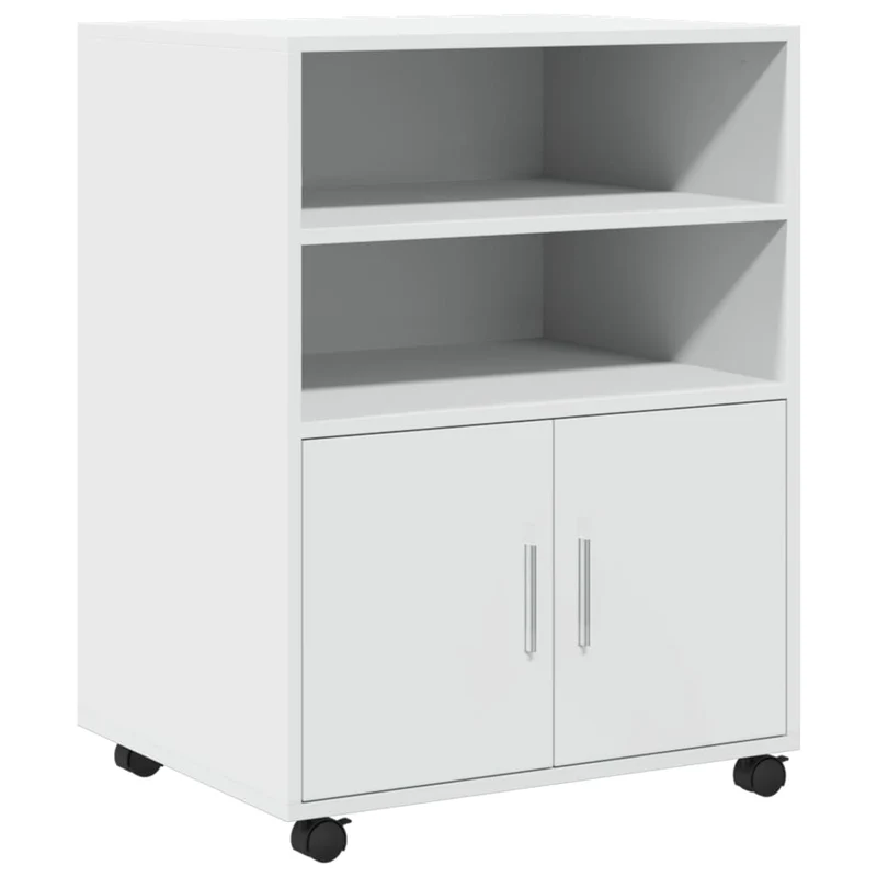 Meuble de bureau sur roulettes armoire de rangement bureau 60 x 48 x 81 cm en bois d’ingénierie blanc DEC024490
