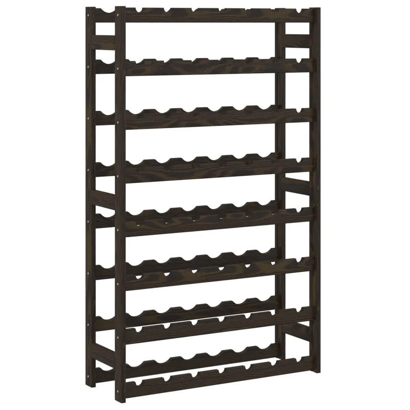 Casier range bouteilles étagère de rangement vin 8 niveaux pour 56 bouteilles en bois de pin noir DEC024333