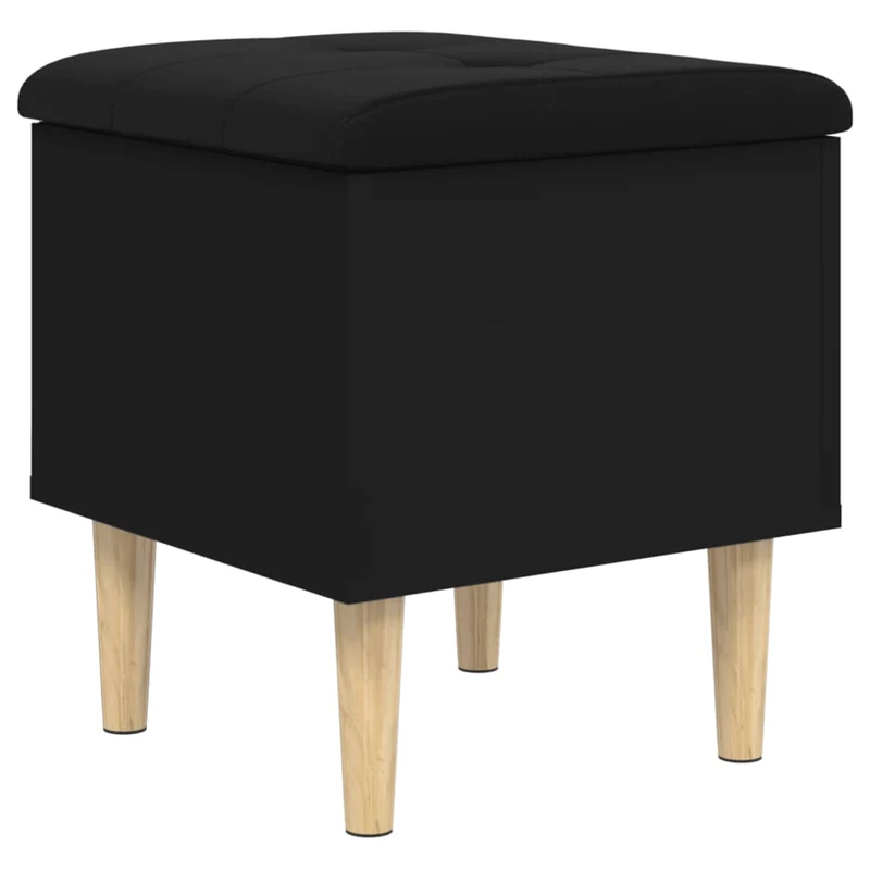 Banc tabouret de rangement repose-pieds 42 x 42 x 46 cm bois d'ingénierie noir DEC024776