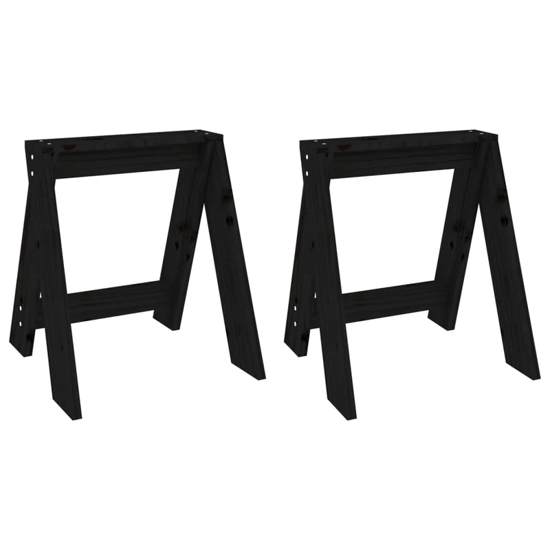 Lot de 2 tabourets assise de cuisine salle à manger 40 x 40 x 45 cm bois de pin noir DEC026411