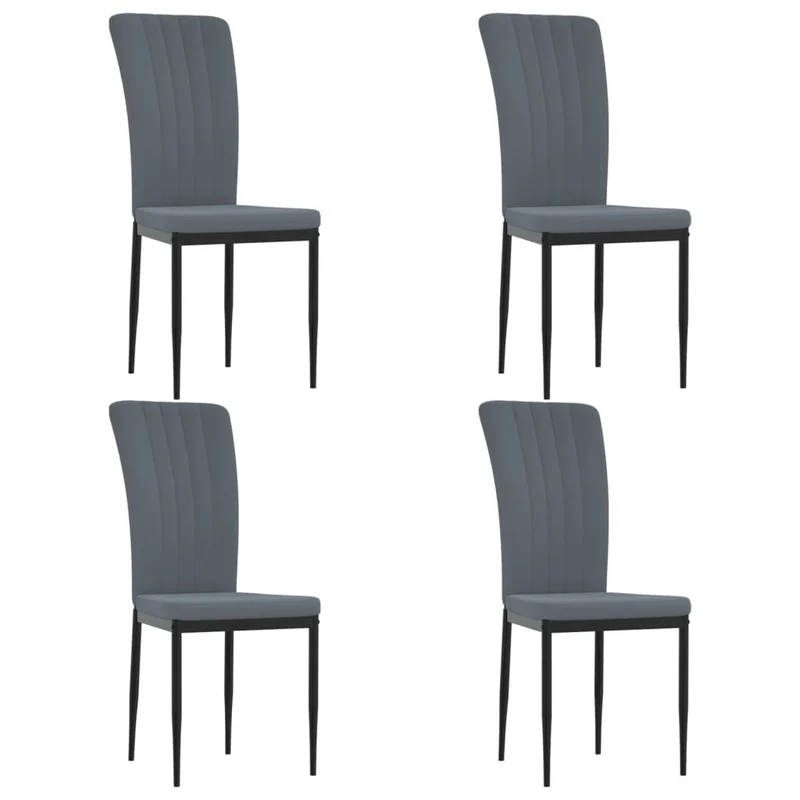 Set de 4 chaises de salle à manger en tissu velours gris foncé cadre en fer DEC025626