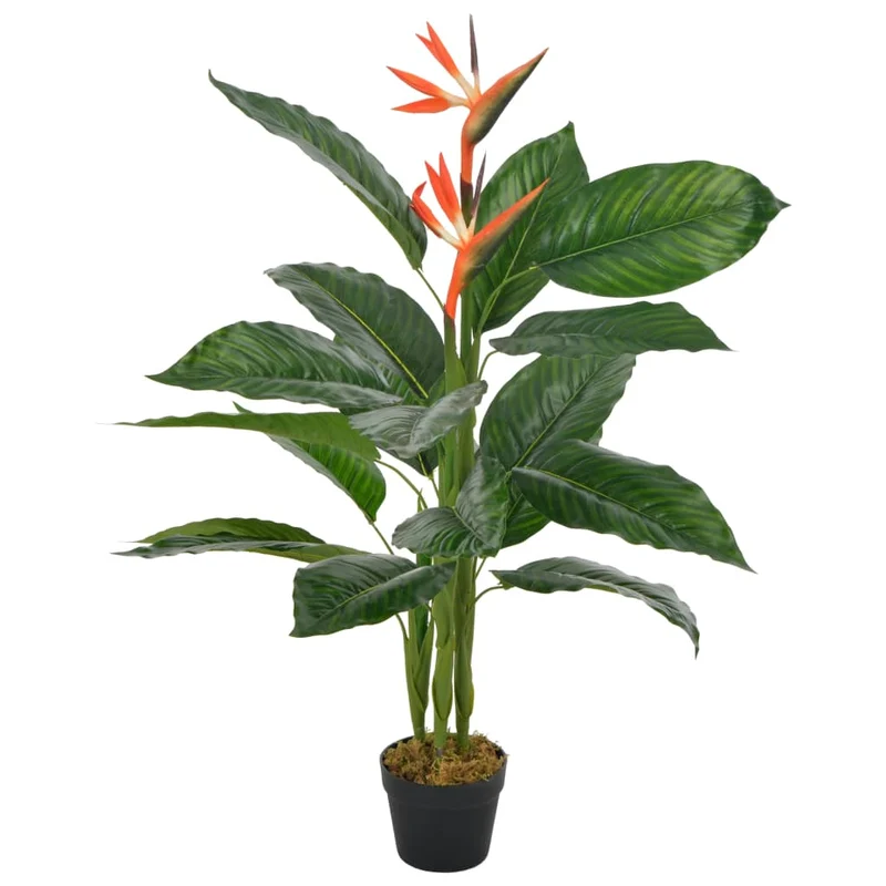 Plante fleur artificielle strelitzia avec pot rouge 100 cm décoration intérieur DEC022042