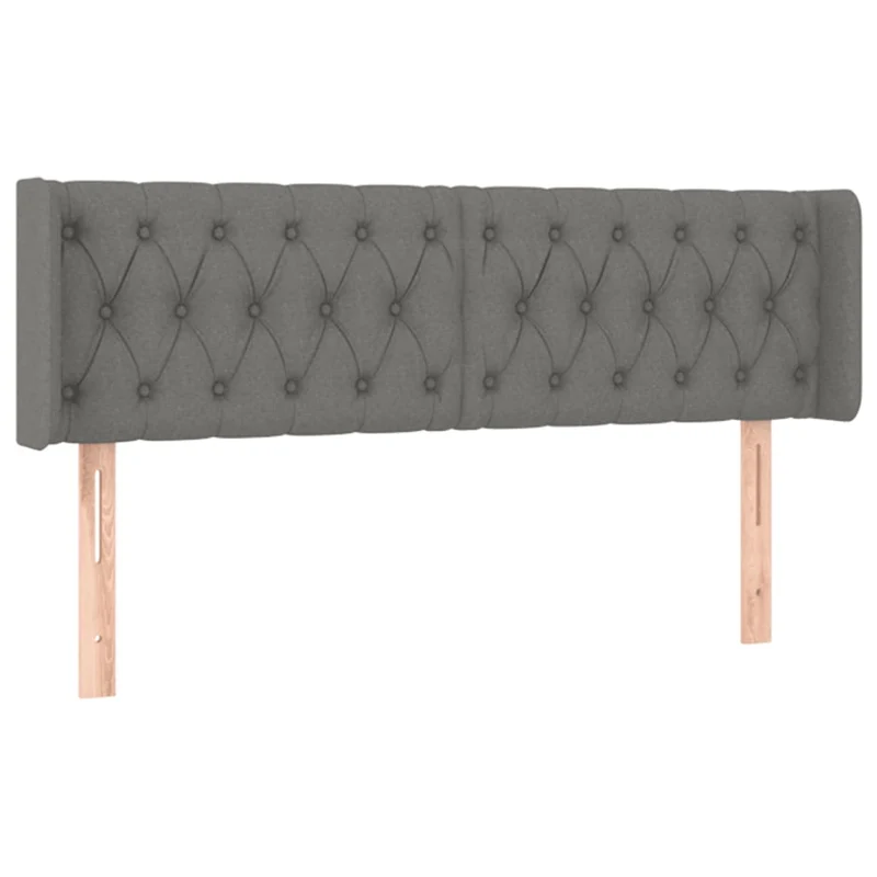 Tête de lit accessoire couchage chambre à coucher meuble à LED 147 x 16 x 78/88 cm tissu gris foncé TDL0201133