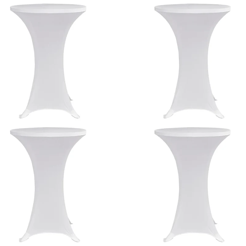 Housses élastiques de table Ø 70 cm Blanc 4 pièces DEC022506