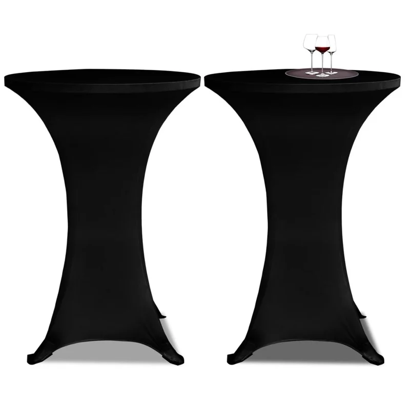 Housses élastiques de table Ø 80 cm Noir 2 pièces DEC022497