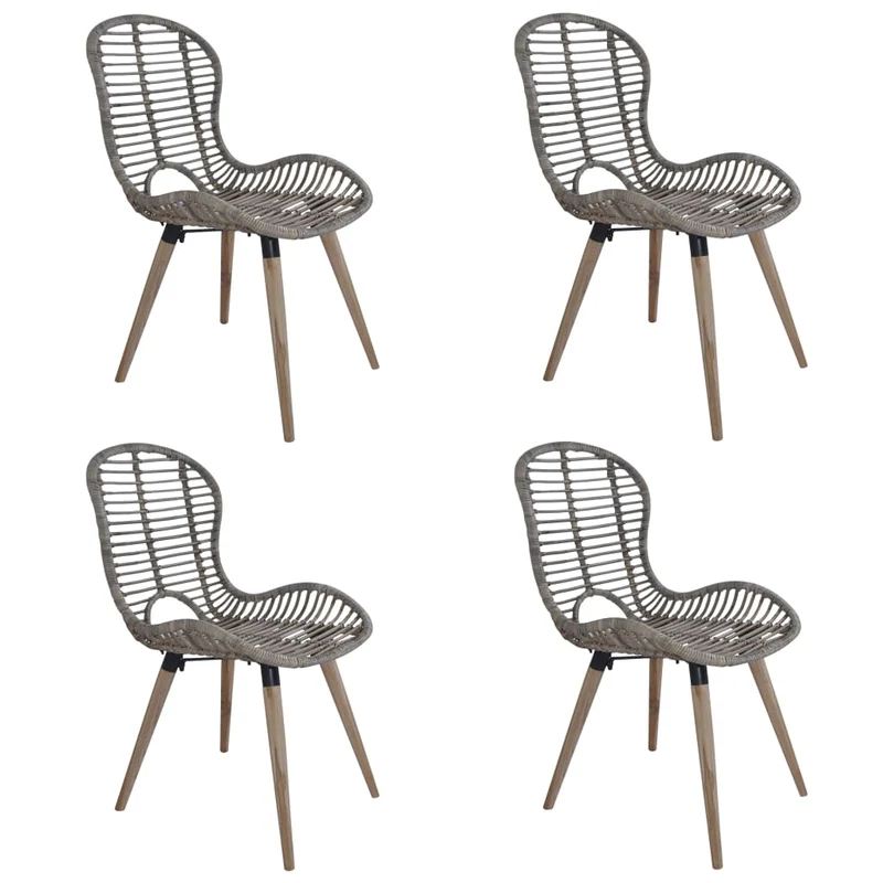 Lot de 4 chaises de salle à manger cuisine marron Rotin naturel CDS021697