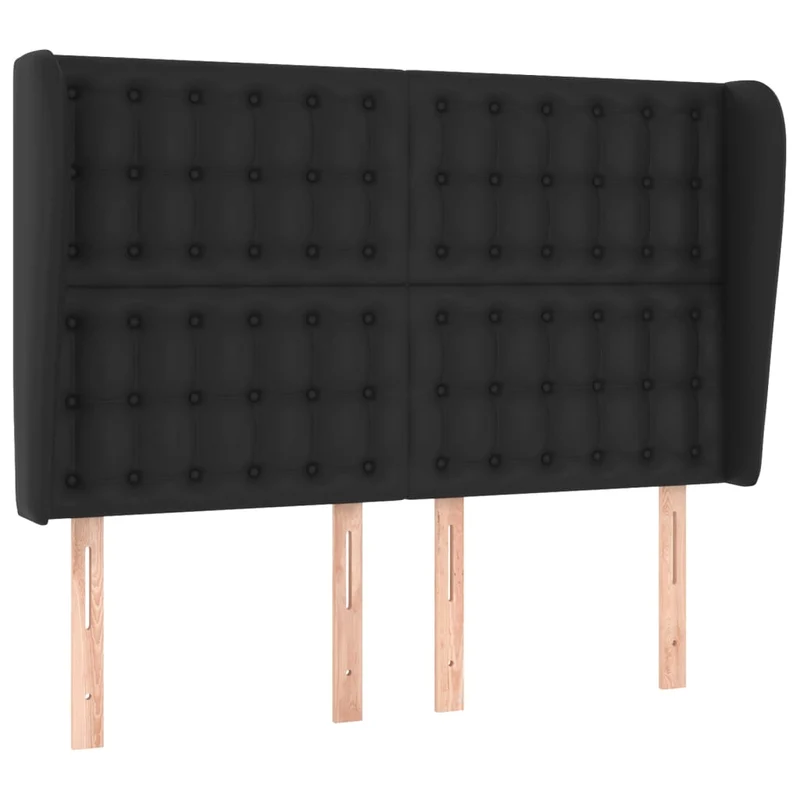 Tête de lit accessoire couchage chambre à coucher meuble capitonné avec rebord latéral 147 x 23 x 118/128 cm synthétique noir TDL0204563