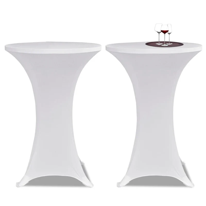 Housses élastiques de table Ø 80 cm Blanc 2 pièces DEC022494