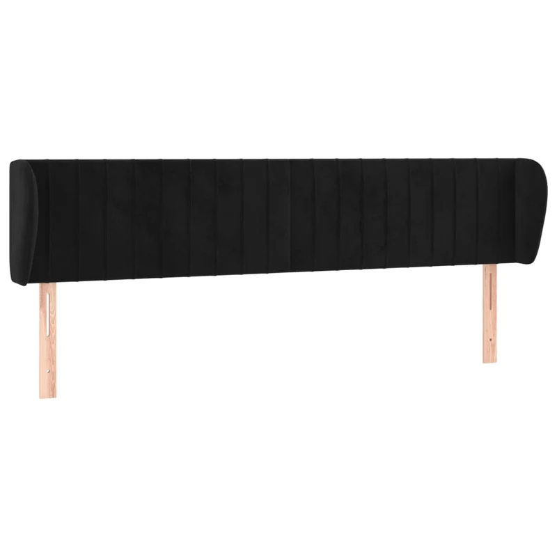 Tête de lit accessoire couchage chambre à coucher meuble avec rebord latéral 203 x 23 x 78/88 cm Tissu velours noir TDL0204472