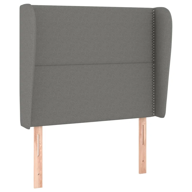 Tête de lit accessoire couchage chambre à coucher meuble avec rebord latéral 103 x 23 x 118/128 cm tissu gris foncé TDL0205049