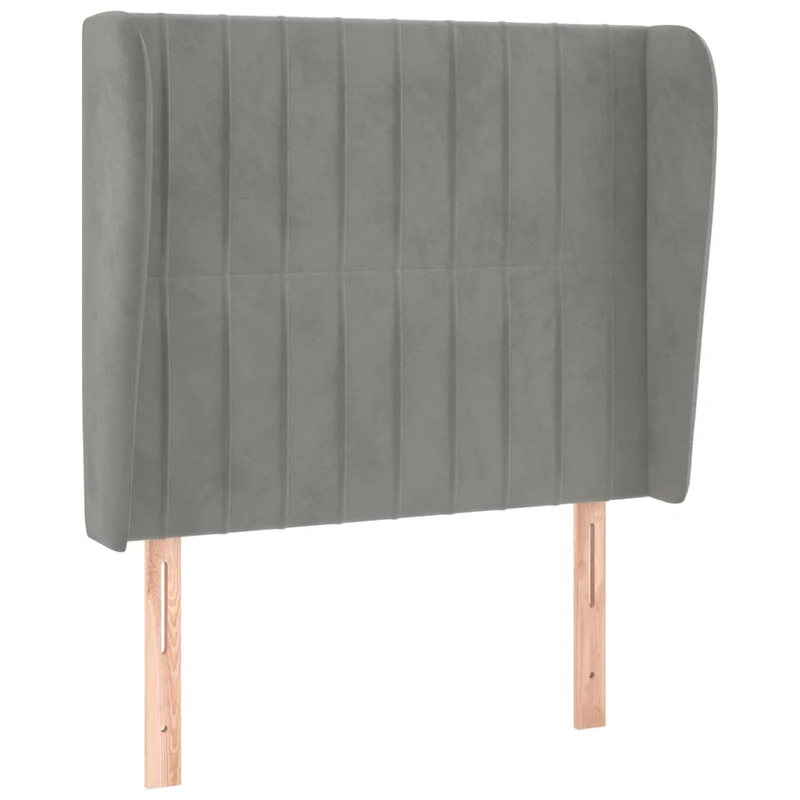 Tête de lit accessoire couchage chambre à coucher meuble avec rebord latéral 83 x 23 x 118/128 cm tissu velours gris clair TDL0205125
