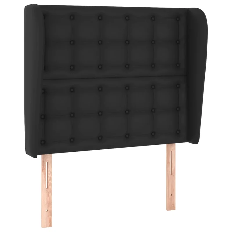 Tête de lit accessoire couchage chambre à coucher meuble capitonné avec rebord latéral 103 x 23 x 118/128 cm synthétique noir TDL0204606