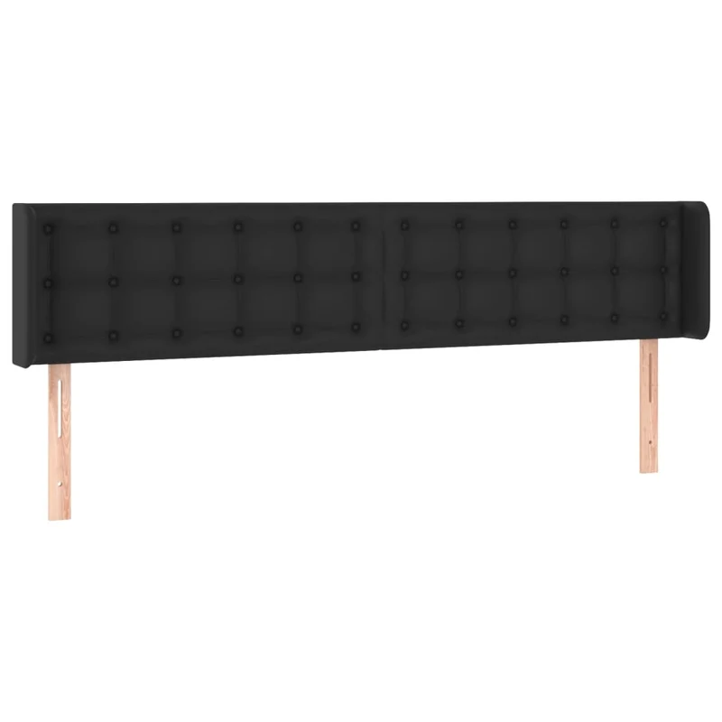 Tête de lit accessoire couchage chambre à coucher meuble capitonné avec rebord latéral 203 x 16 x 78/88 cm synthétique noir TDL0204495