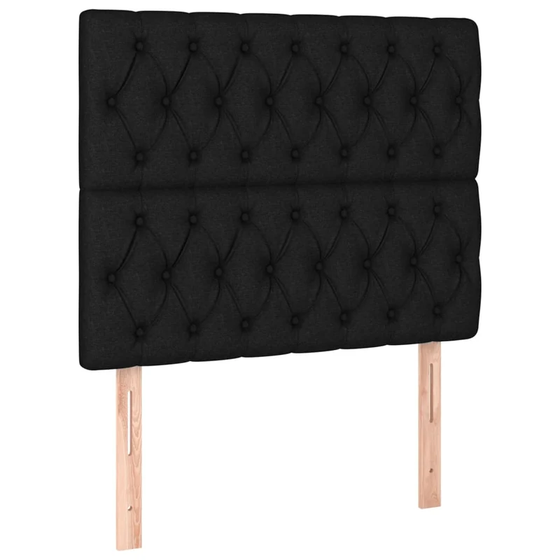 Tête de lit accessoire couchage chambre à coucher meuble capitonné 2 parties 100 x 7 x 78/88 cm tissu noir TDL0206265