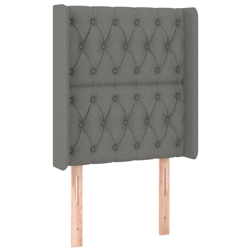Tête de lit accessoire couchage chambre à coucher meuble capitonné avec rebord latéral 83 x 16 x 118/128 cm tissu gris foncé TDL0204910