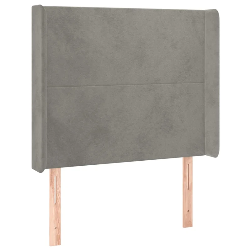 Tête de lit accessoire couchage chambre à coucher meuble avec rebord latéral 103 x 16 x 118/128 cm tissu velours gris clair TDL0205316