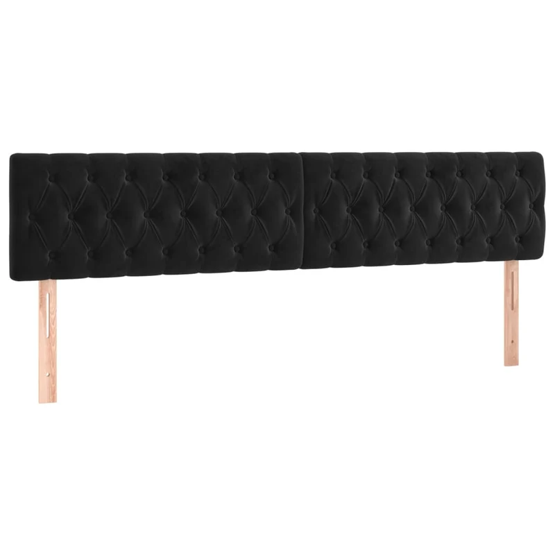 Tête de lit accessoire couchage chambre à coucher meuble capitonné 2 parties 100 x 7 x 78/88 cm tissu velours noir TDL0206263