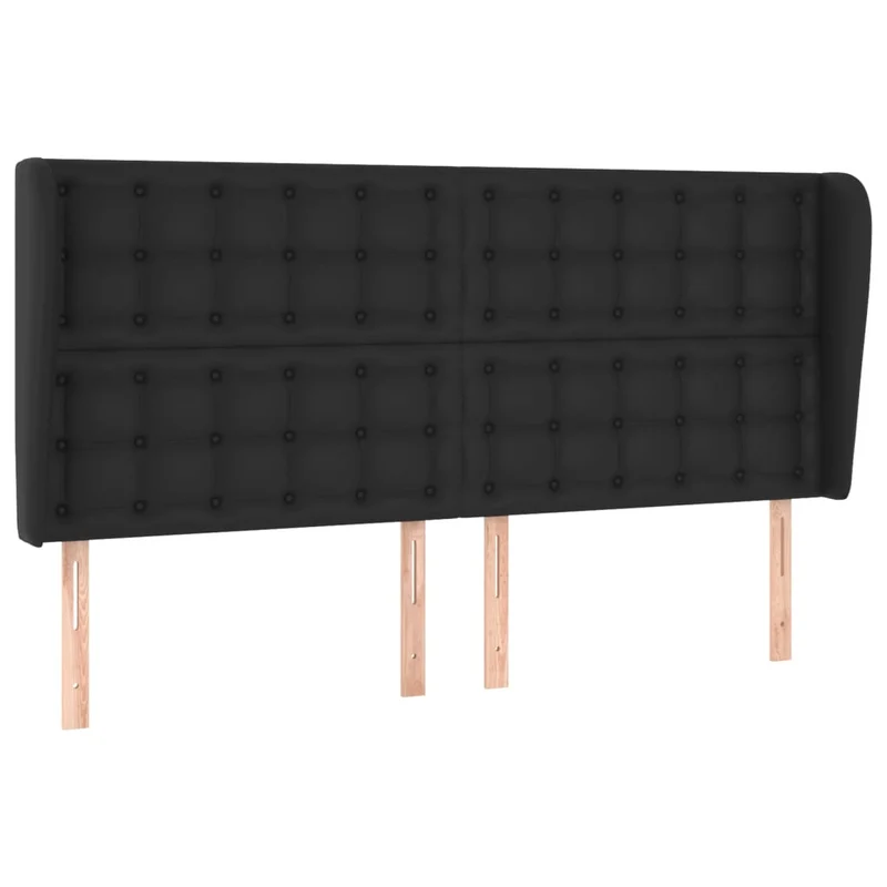 Tête de lit accessoire couchage chambre à coucher meuble capitonné avec rebord latéral 203 x 23 x 118/128 cm synthétique noir TDL0204486