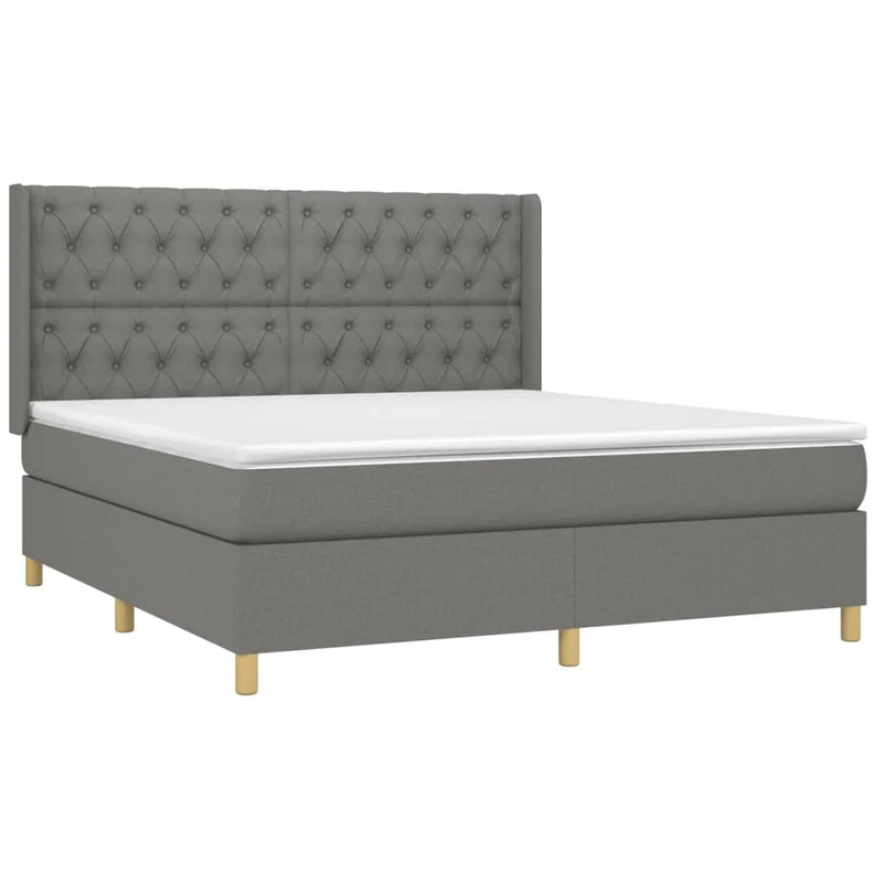 Cadre de lit LED avec sommier tête de lit matelas 160x200 cm tissu gris foncé TDL0208338