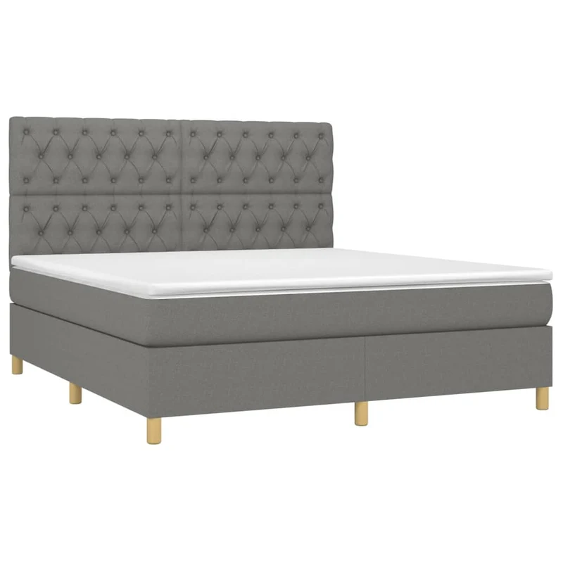 Cadre de lit LED avec sommier tête de lit matelas 160x200 cm tissu gris foncé TDL0208334