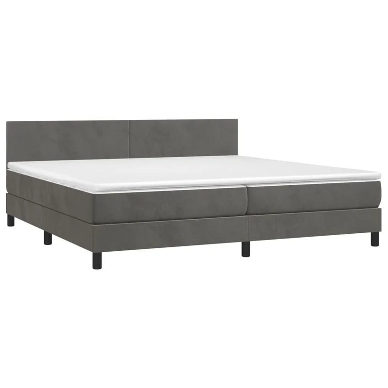 Cadre de lit LED avec sommier tête de lit matelas surmatelas 200x200 cm tissu velours gris foncé TDL0207680