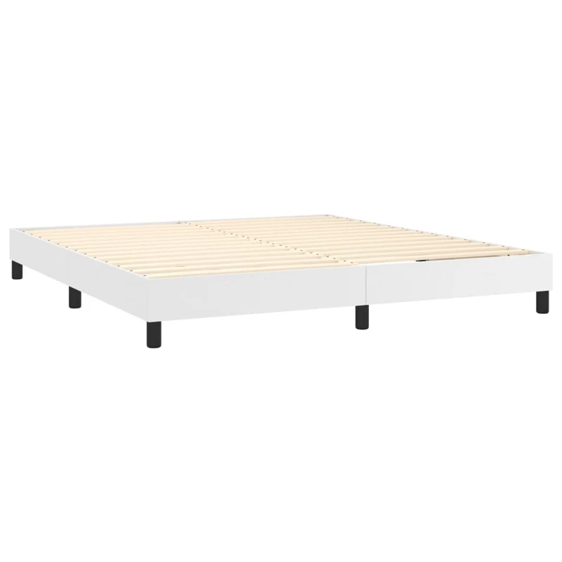 Sommier à lattes sur pieds cadre de lit 160x200 cm synthétique blanc TDL0207362