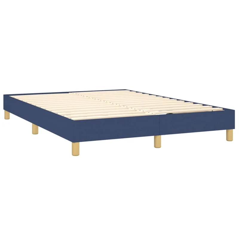 Sommier à lattes sur pieds cadre de lit 140x200 cm tissu bleu TDL0207339
